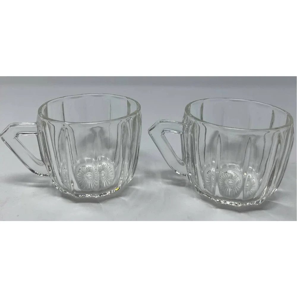 Set of 2 Clear Ribbed Punch Cups 2 1/2